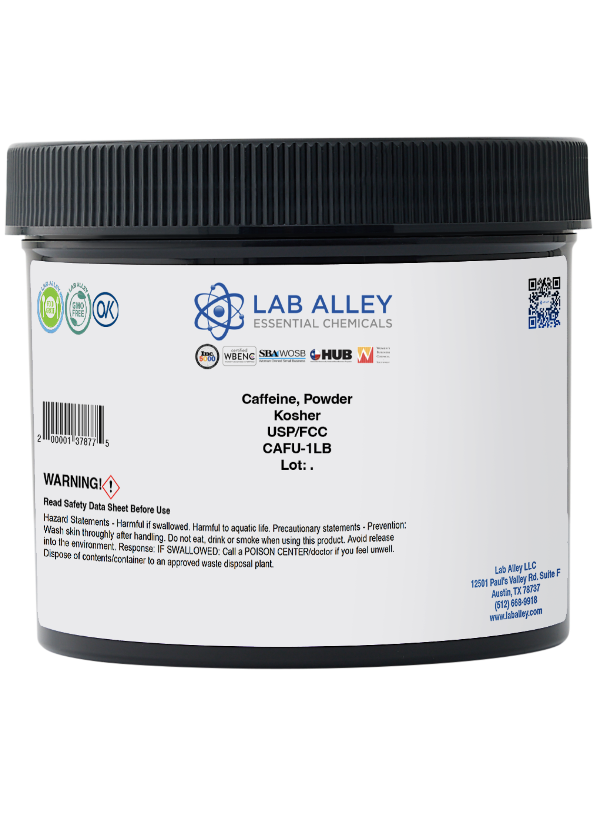 Caffeine Powder, USP/FCC/Food Grade, Kosher, Halal