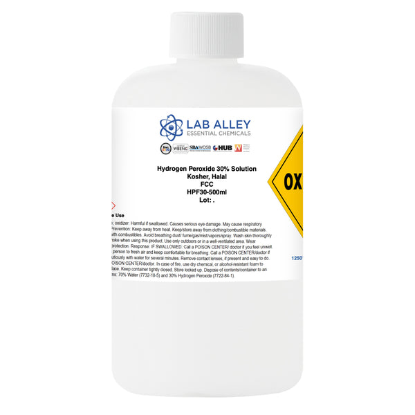 Hydrogen Peroxide 30% Solution, Food Grade, Kosher, Halal