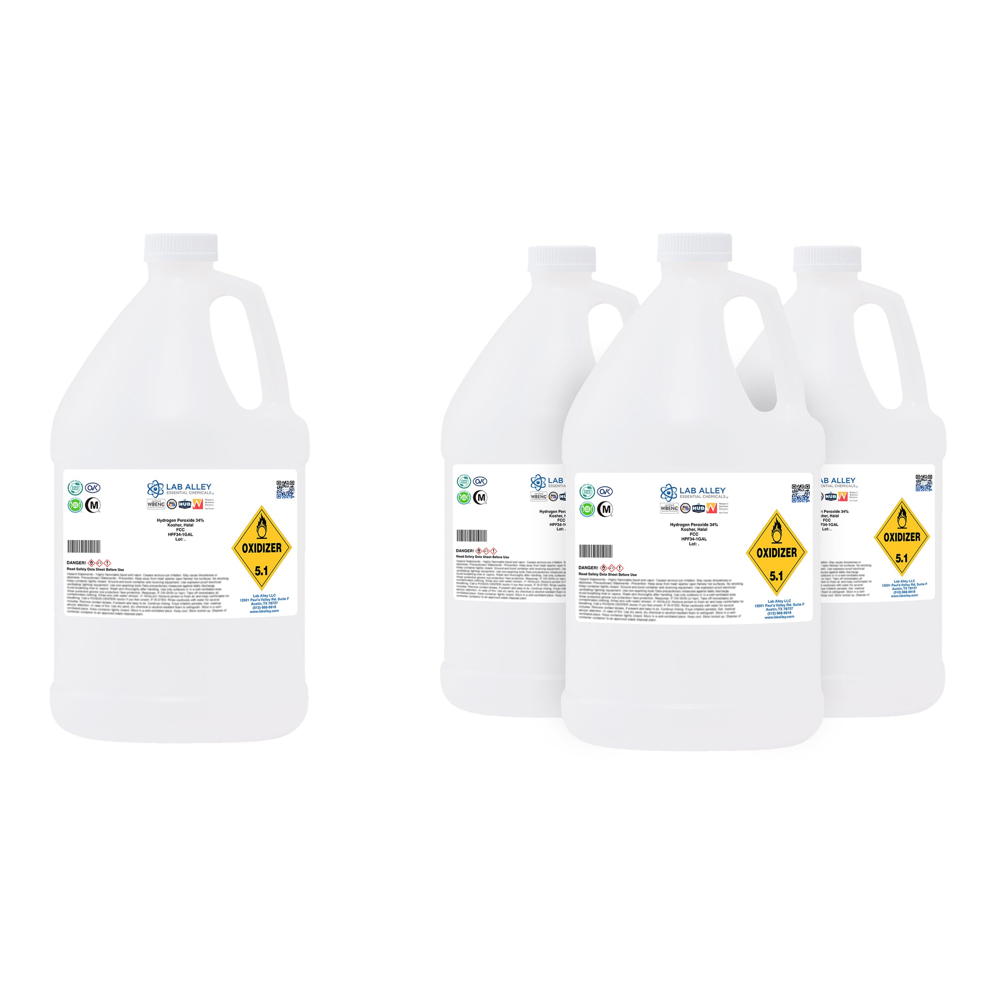 Hydrogen Peroxide 34% Food Grade, Kosher, Halal