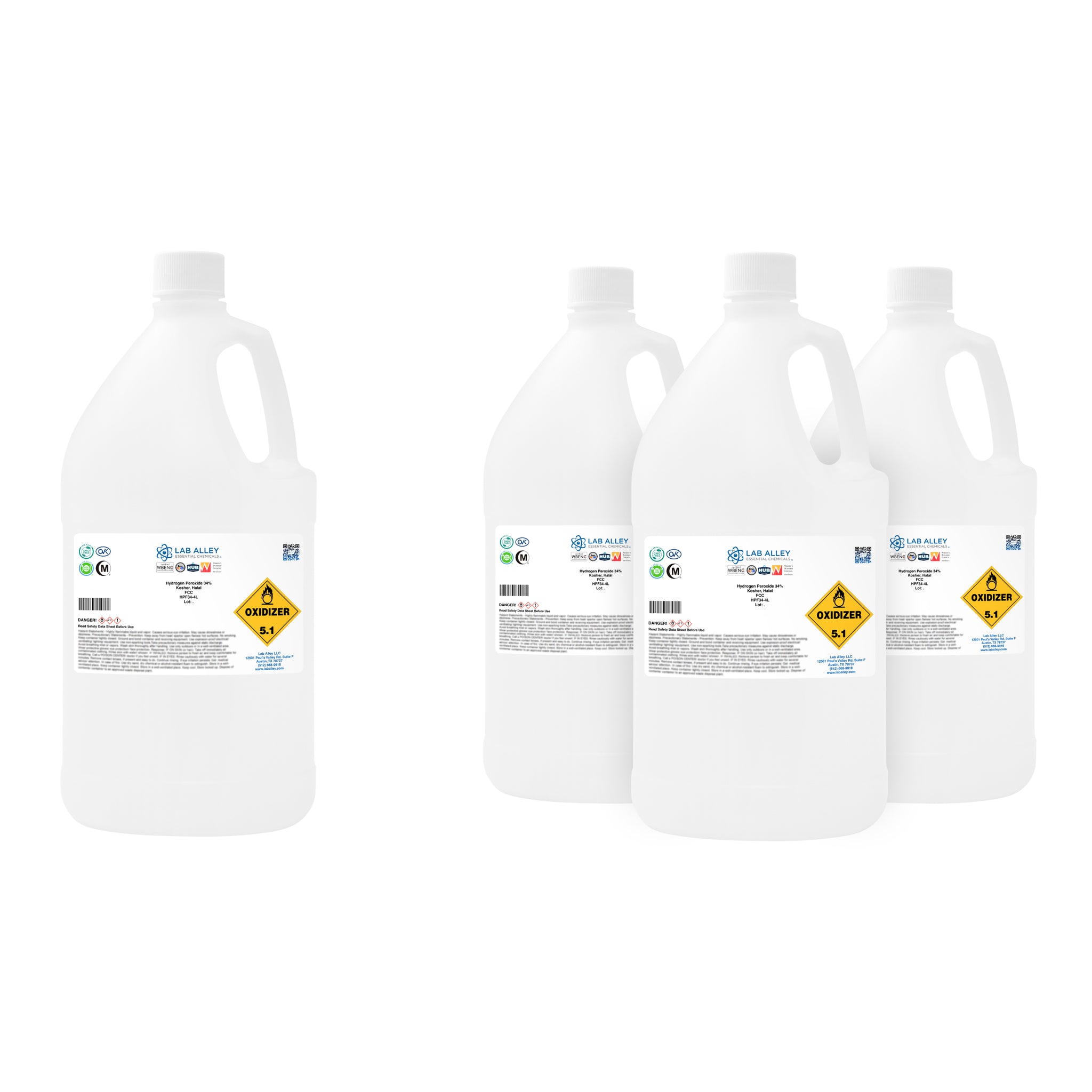 Hydrogen Peroxide 34% Food Grade, Kosher, Halal