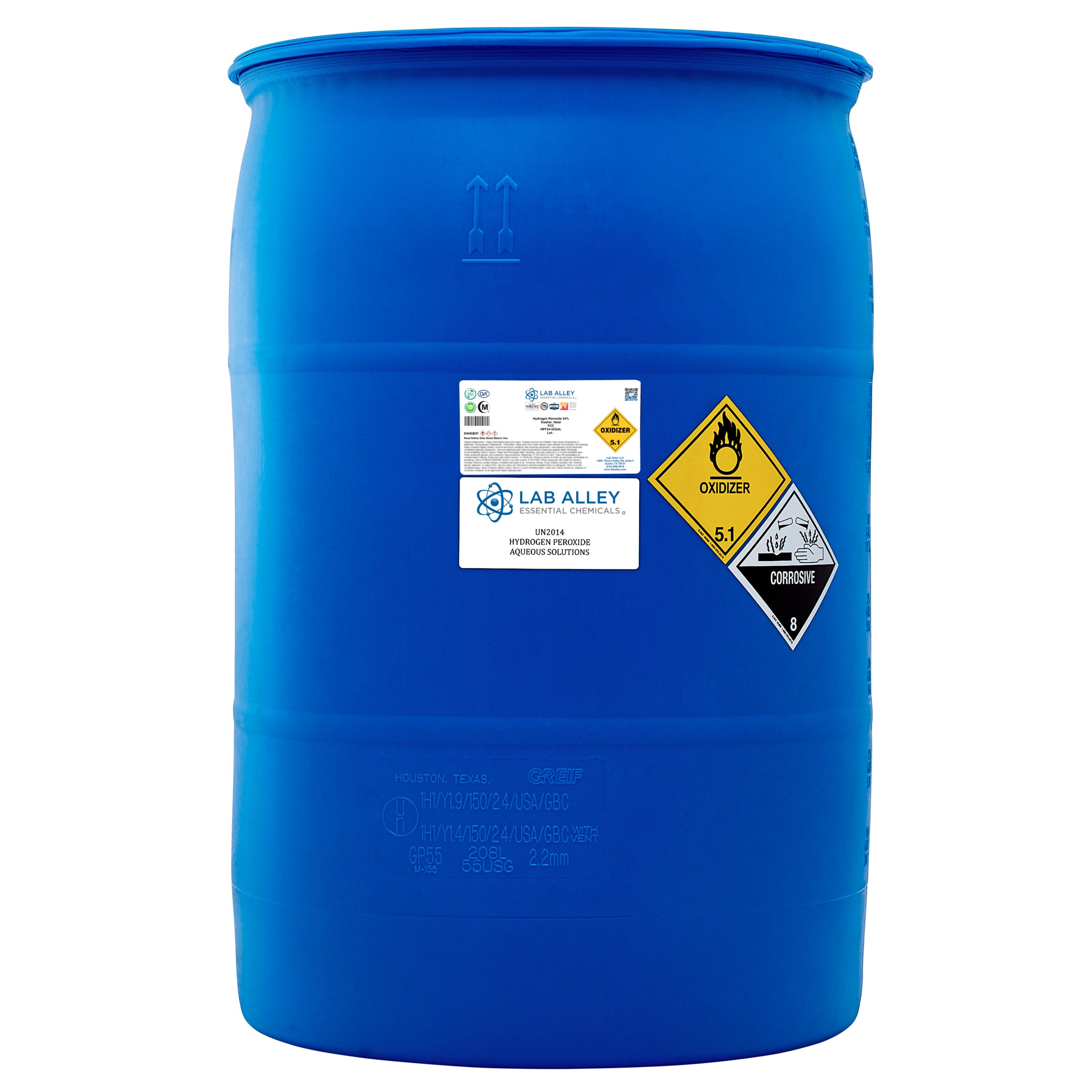 Hydrogen Peroxide 34% Food Grade, Kosher, Halal
