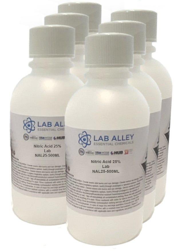 Nitric Acid 25% Solution, Lab Grade, 6 x 500mL Case