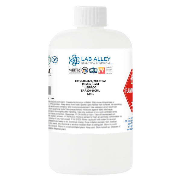 Ethanol 200 Proof (100%) Undenatured Alcohol, USP/FCC Food Grade, Kosher, Halal