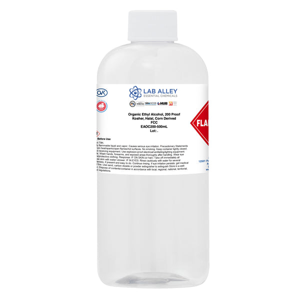 Organic Ethyl Alcohol, Corn, 200 Proof, Kosher, Halal, FCC