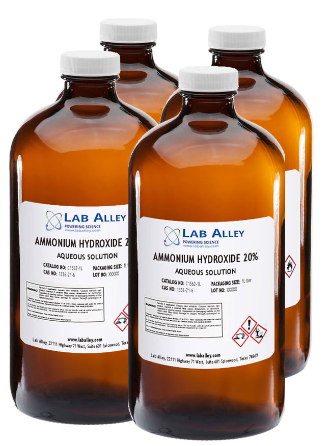 Ammonium Hydroxide, 20%, 4x1 Liter
