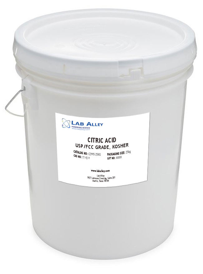 Citric Acid Powder, USP/FCC Grade, Kosher, 25kg