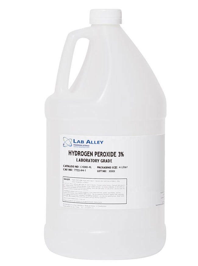 Hydrogen Peroxide, Lab Grade, 3%, 4 Liter