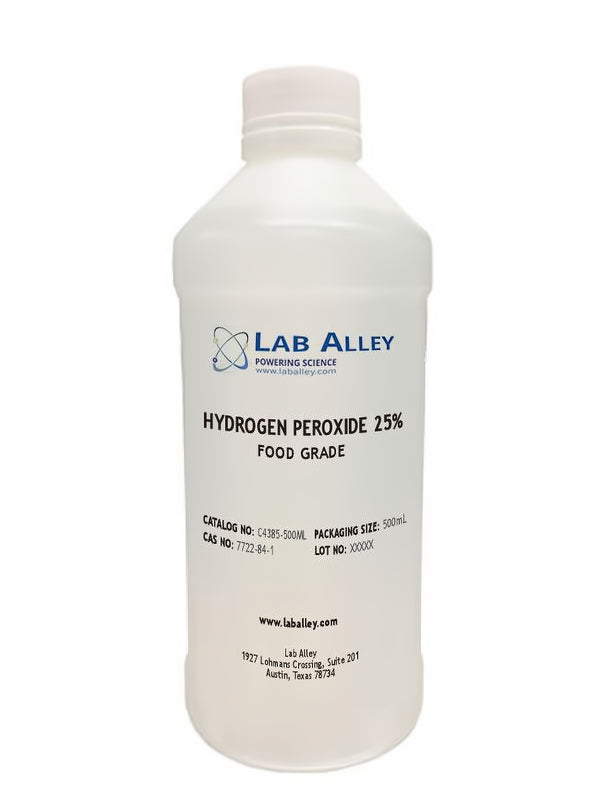 Hydrogen Peroxide 25% Solution, Food Grade, Kosher, Halal