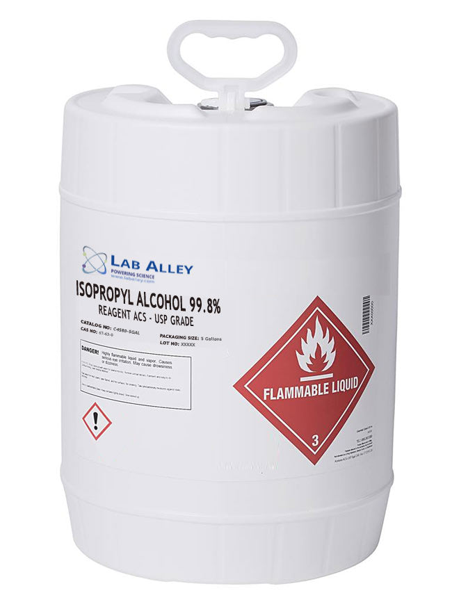 Isopropyl Alcohol, ACS/USP Grade, 99.8%, 5 Gal