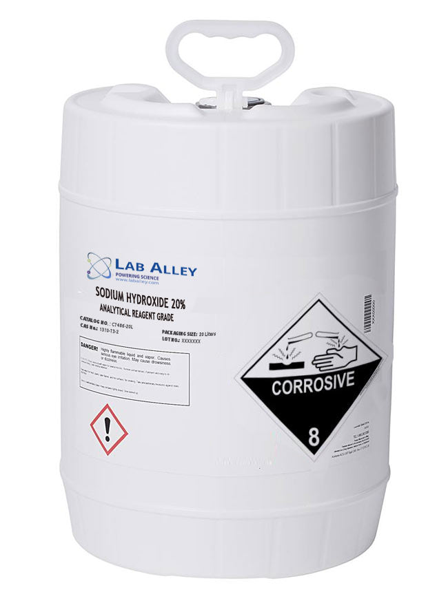 Sodium Hydroxide, Analytical Reagent Grade, 20%, 20 Liters