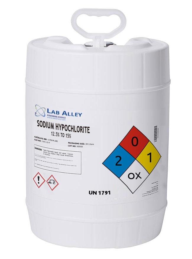 Sodium Hypochlorite, 12.5%, 20 liters