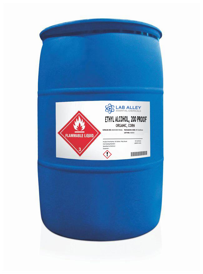 Lab Alley organic ethyl alcohol food grade, 55 Gallon drum 