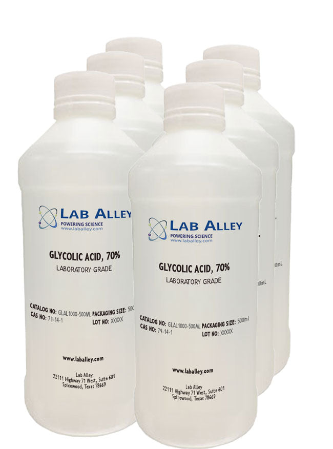 Buy lab grade glycolic acid 70%, 6x500ml at Lab Alley
