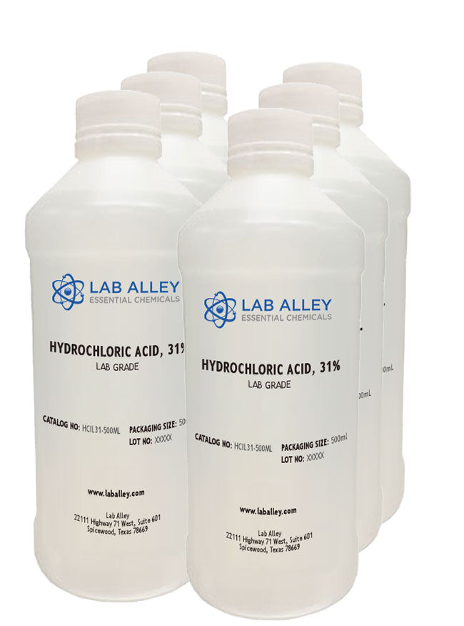 Hydrochloric Acid 31%, Lab Grade, 6 x 500mL Case