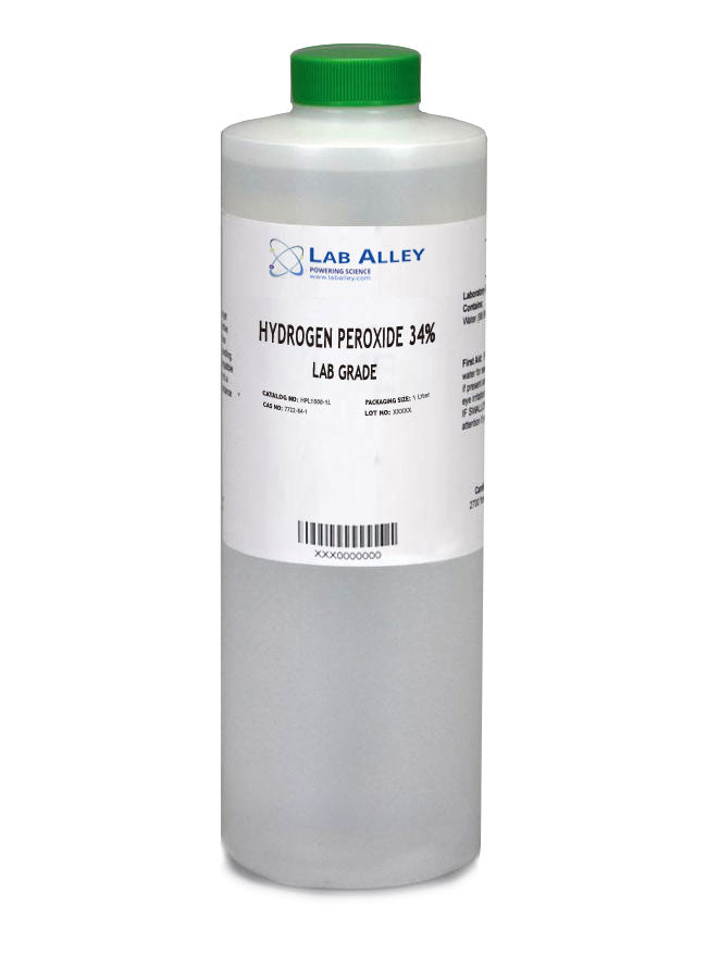 Hydrogen Peroxide 34%, Lab Grade, 1 Liter