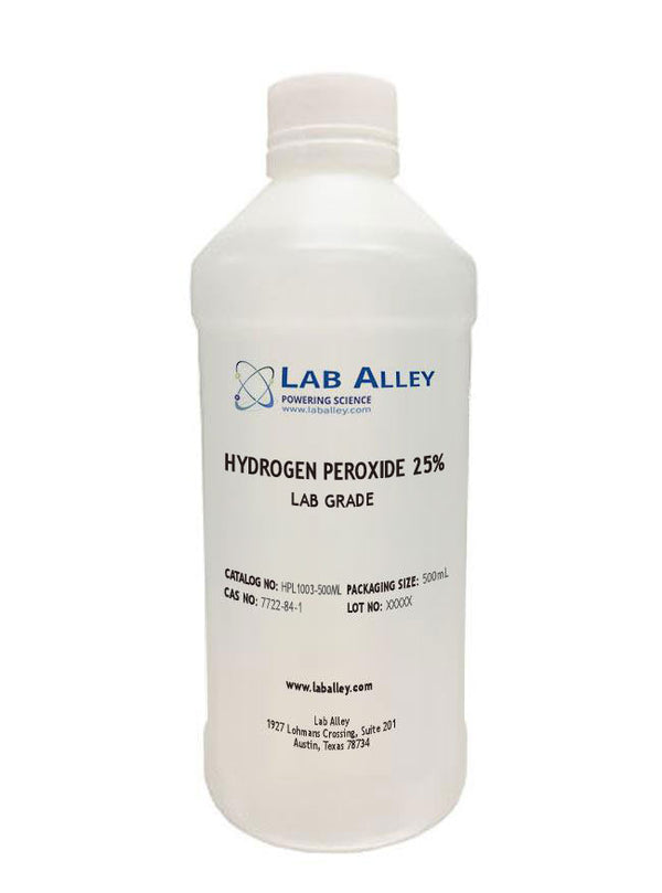 Hydrogen Peroxide, Lab Grade, 25%, 500 mL