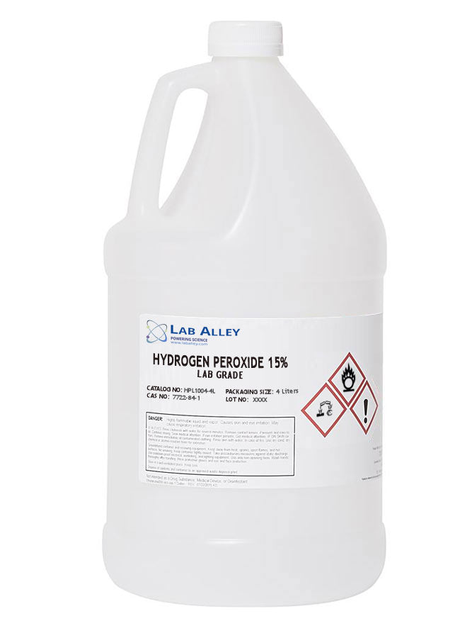 Hydrogen Peroxide, Lab Grade, 15%, 4 Liters