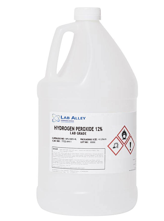 Hydrogen Peroxide, Lab Grade, 12%,  4 Liters