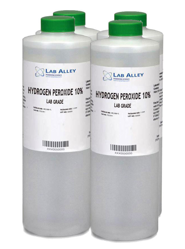 Hydrogen Peroxide, Lab Grade, 10%, 4x1L