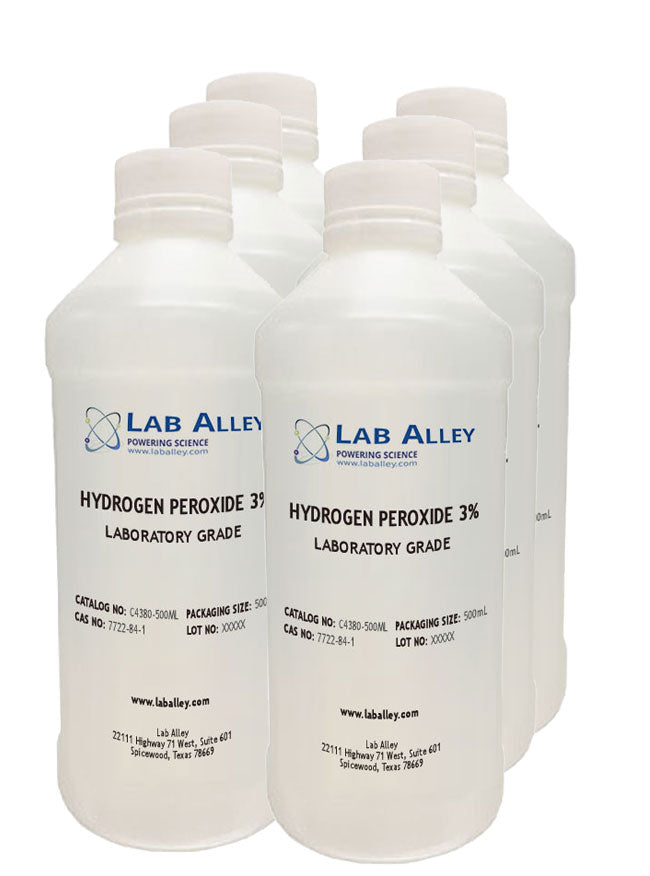 Hydrogen Peroxide, Lab Grade, 3%, 6x500mL