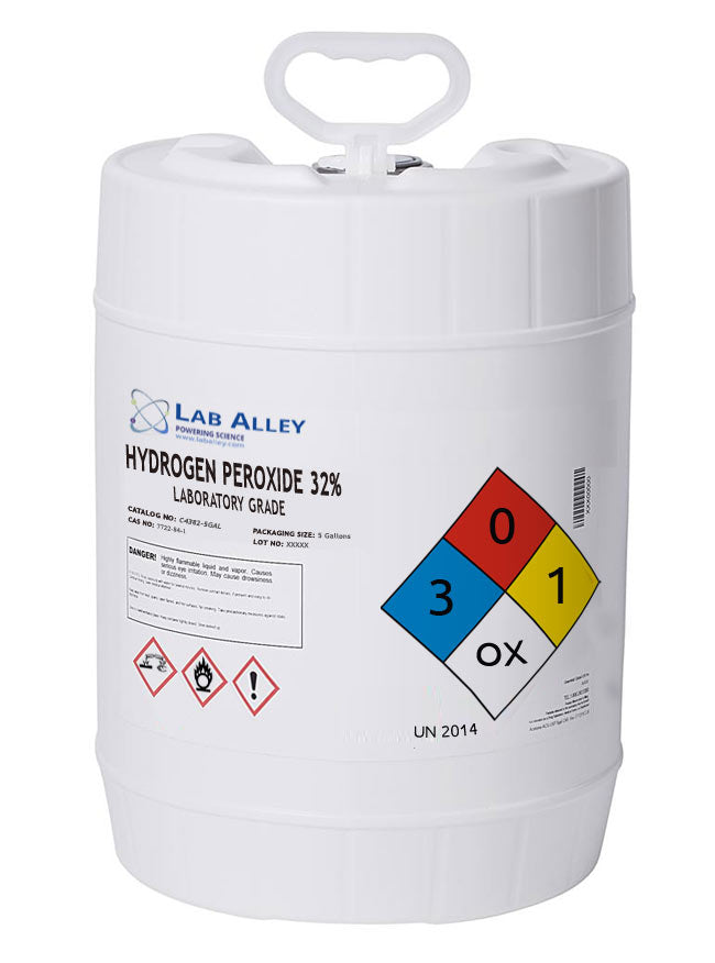 Hydrogen Peroxide, Lab Grade, 32%, 5 Gallons