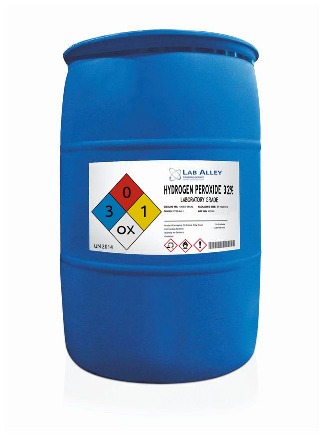 Hydrogen Peroxide, Lab Grade, 32%,  55 Gallon Drum
