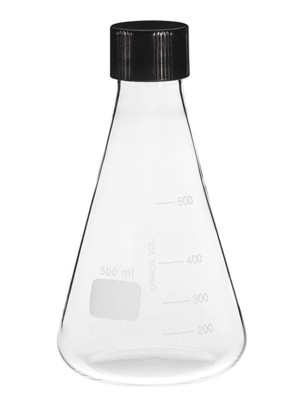 Erlenmeyer Flask, W/Screw Cap, Borosilicate Glass