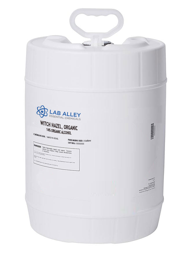 Save on 5 gallons of certified organic witch hazel pulp extract with 14% alcohol at Lab Alley