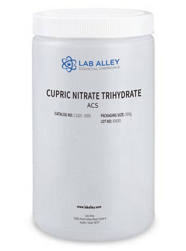 Cupric Nitrate Trihydrate Crystal, ACS Grade, 500 Grams