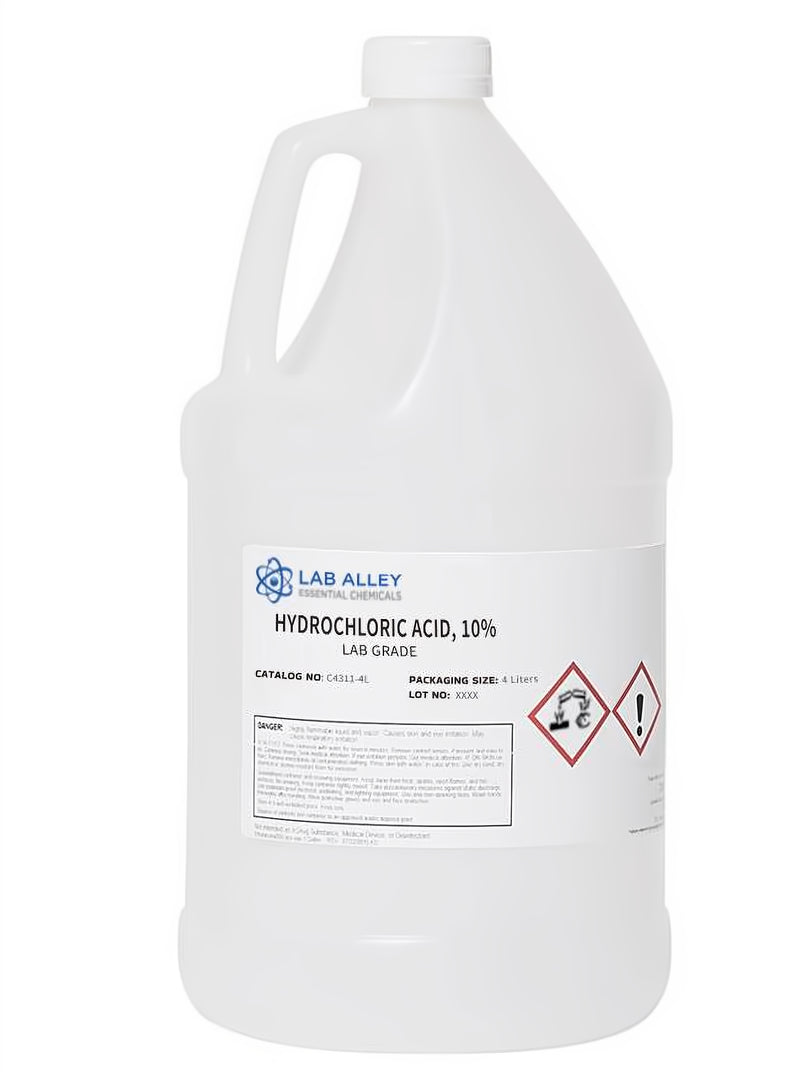 Hydrochloric Acid 10% Solution, Lab Grade, 4 Liters