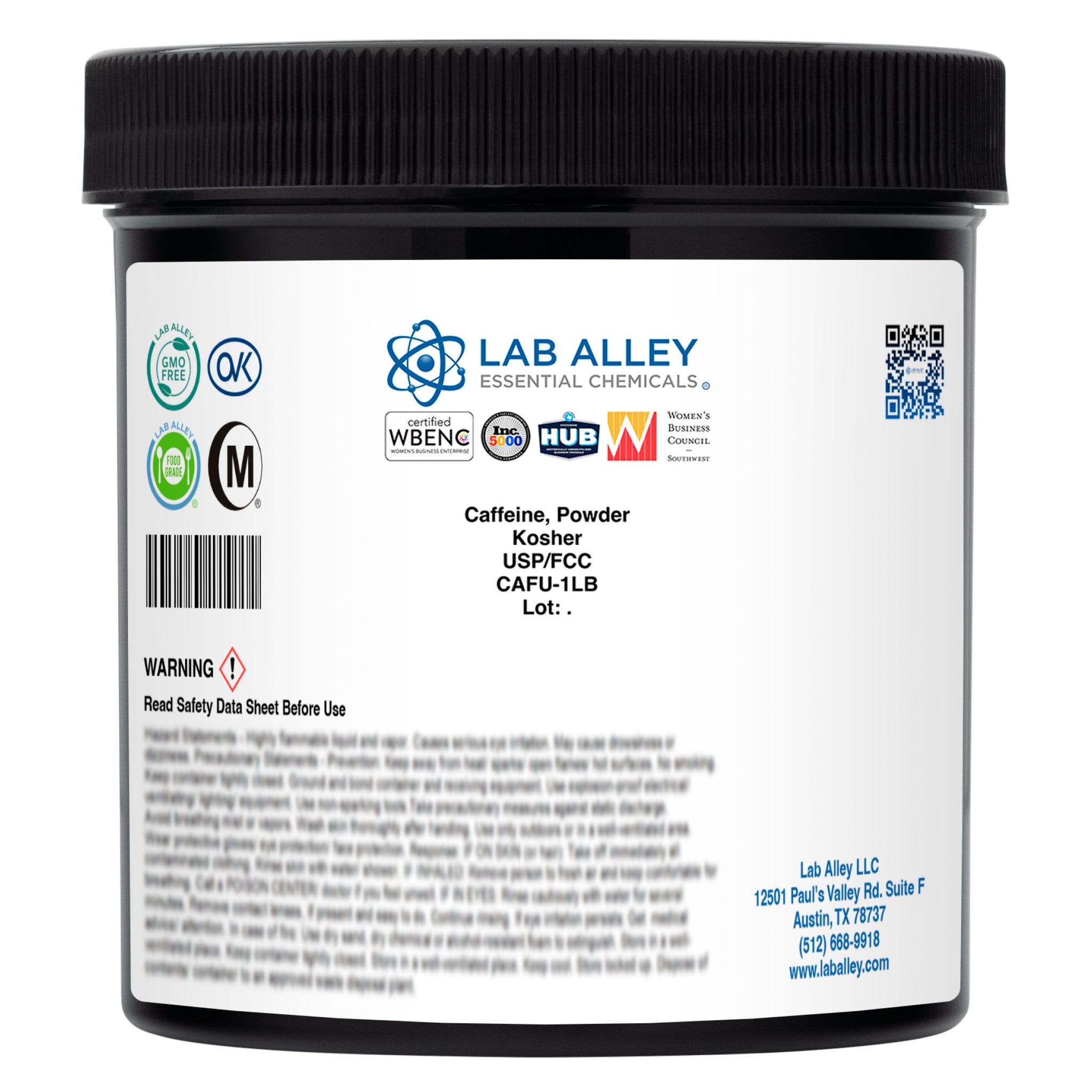 Caffeine Powder, USP/FCC/Food Grade, Kosher, Halal