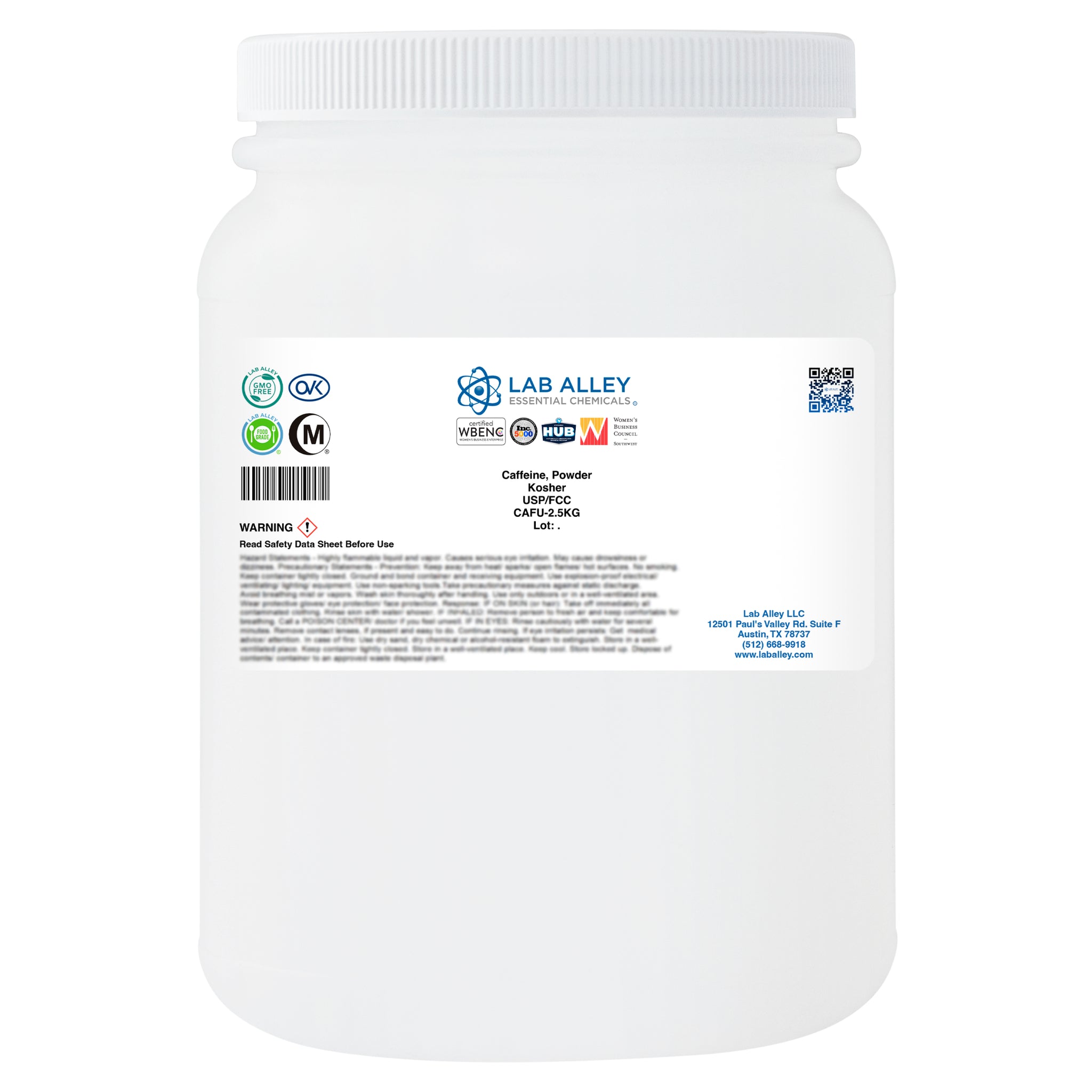 Caffeine Powder, USP/FCC/Food Grade, Kosher, Halal
