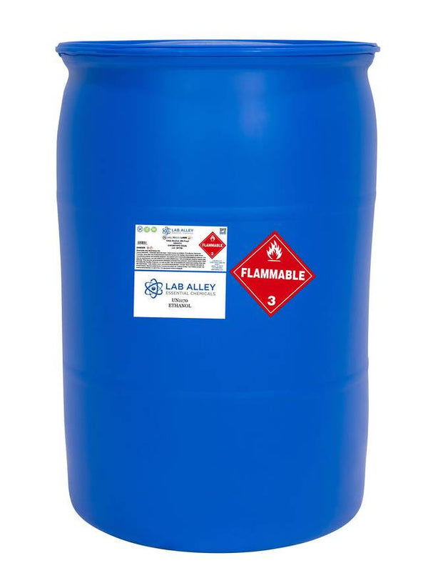 Ethanol 200 Proof (100%) Undenatured Alcohol, USP/FCC Grade, Kosher, 55 Gallon Drum