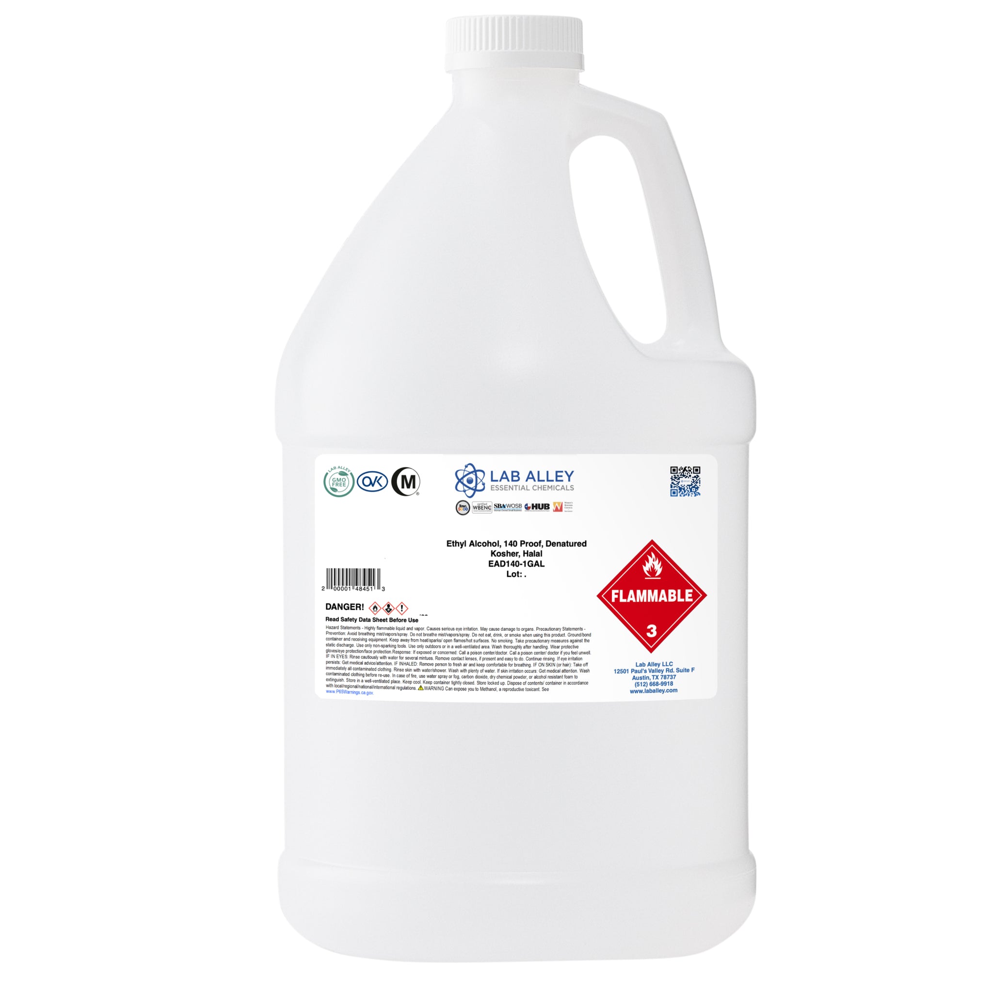 Ethanol 140 Proof (70%) Denatured Alcohol, Kosher, Halal