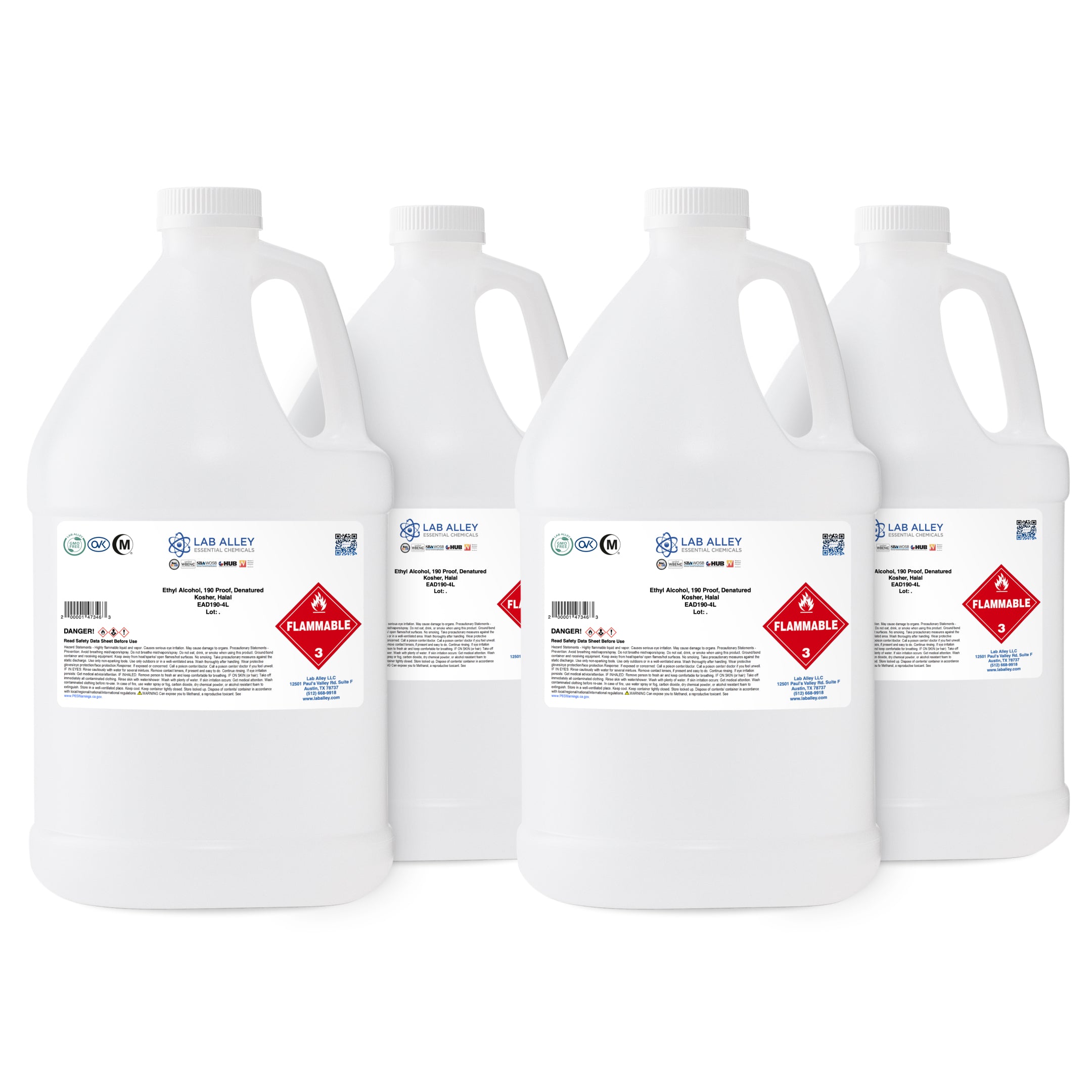 Ethanol 190 Proof (95%) Denatured Alcohol, Kosher, Halal