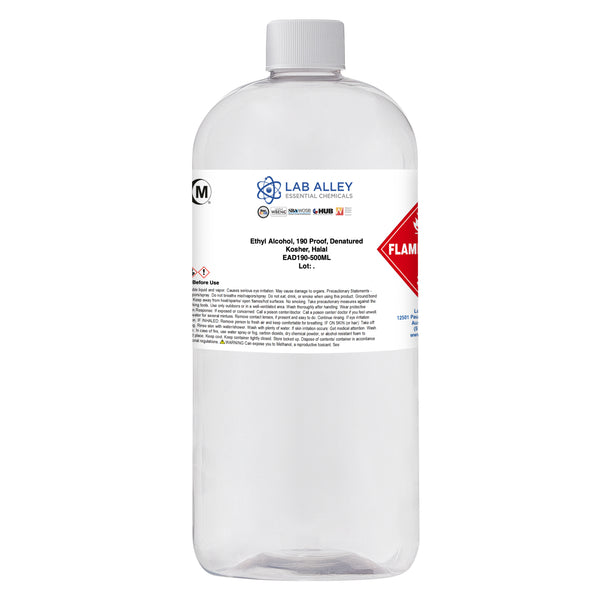 Ethanol 190 Proof (95%) Denatured Alcohol, Kosher, Halal