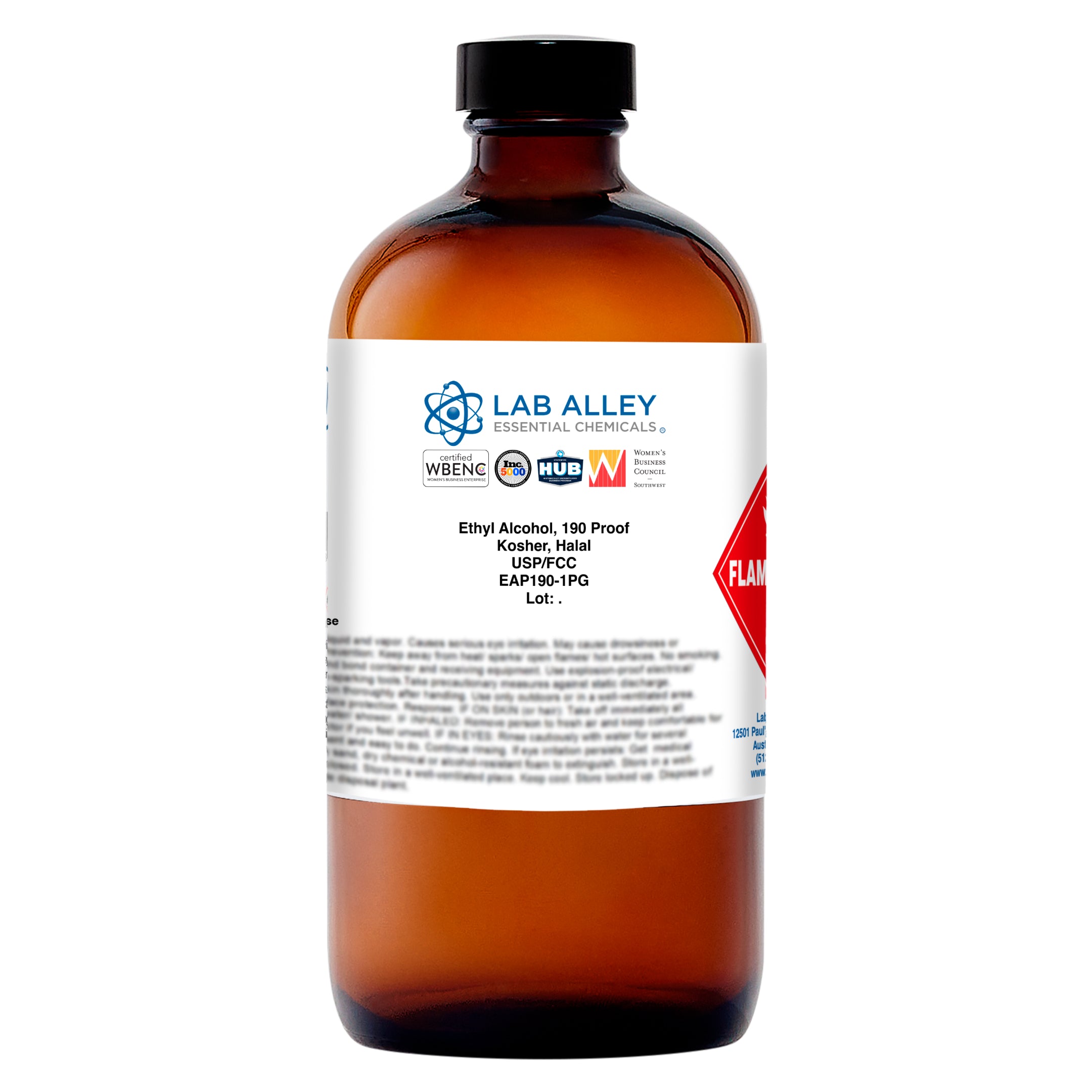 Ethanol 190 Proof (95%) Non-Denatured Alcohol, USP/FCC Food Grade, Kosher, Halal