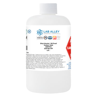 Ethanol 190 Proof (95%) Non-Denatured Alcohol, USP/FCC Food Grade, Kosher, Halal