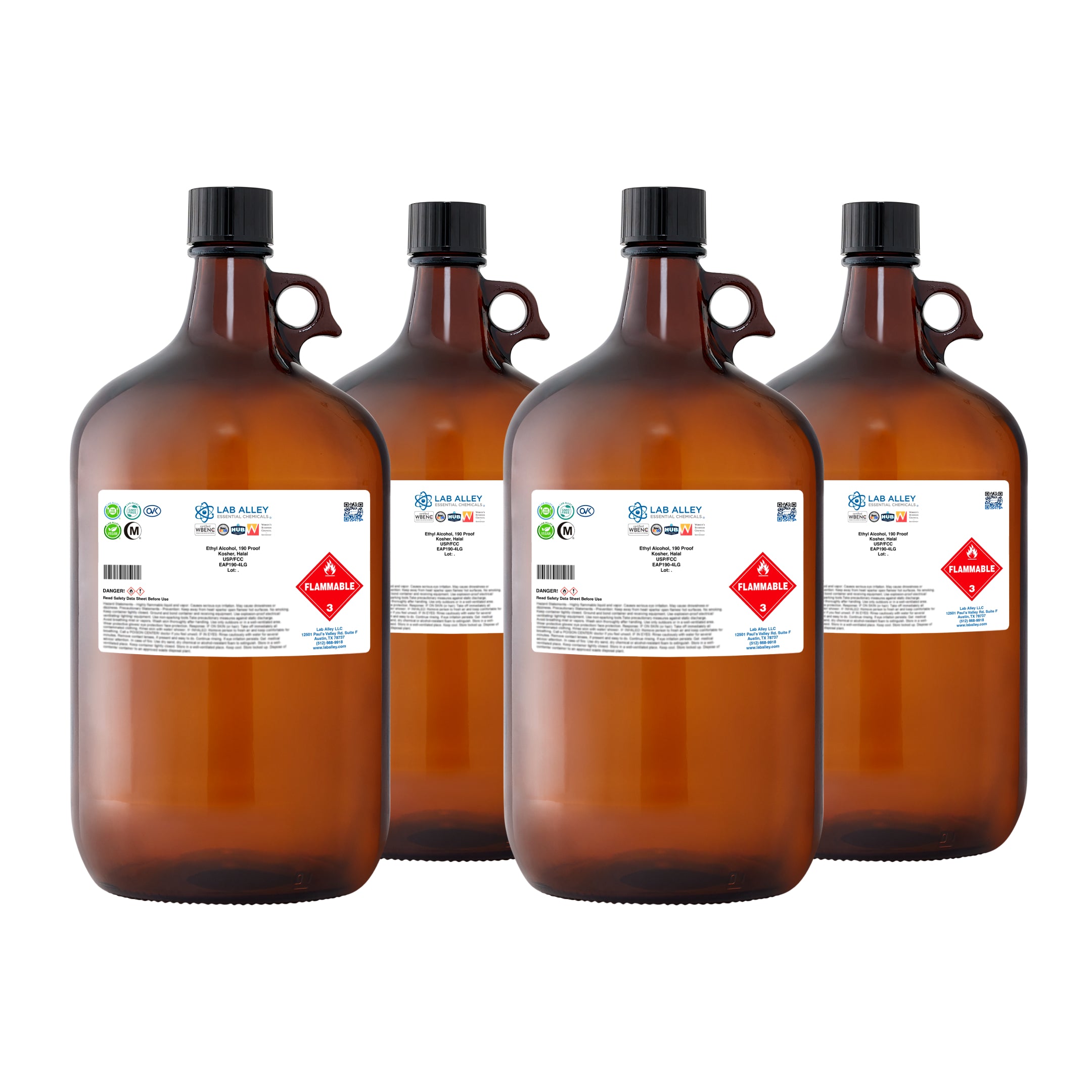 Ethanol 190 Proof (95%) Non-Denatured Alcohol, USP/FCC Food Grade, Kosher, Halal