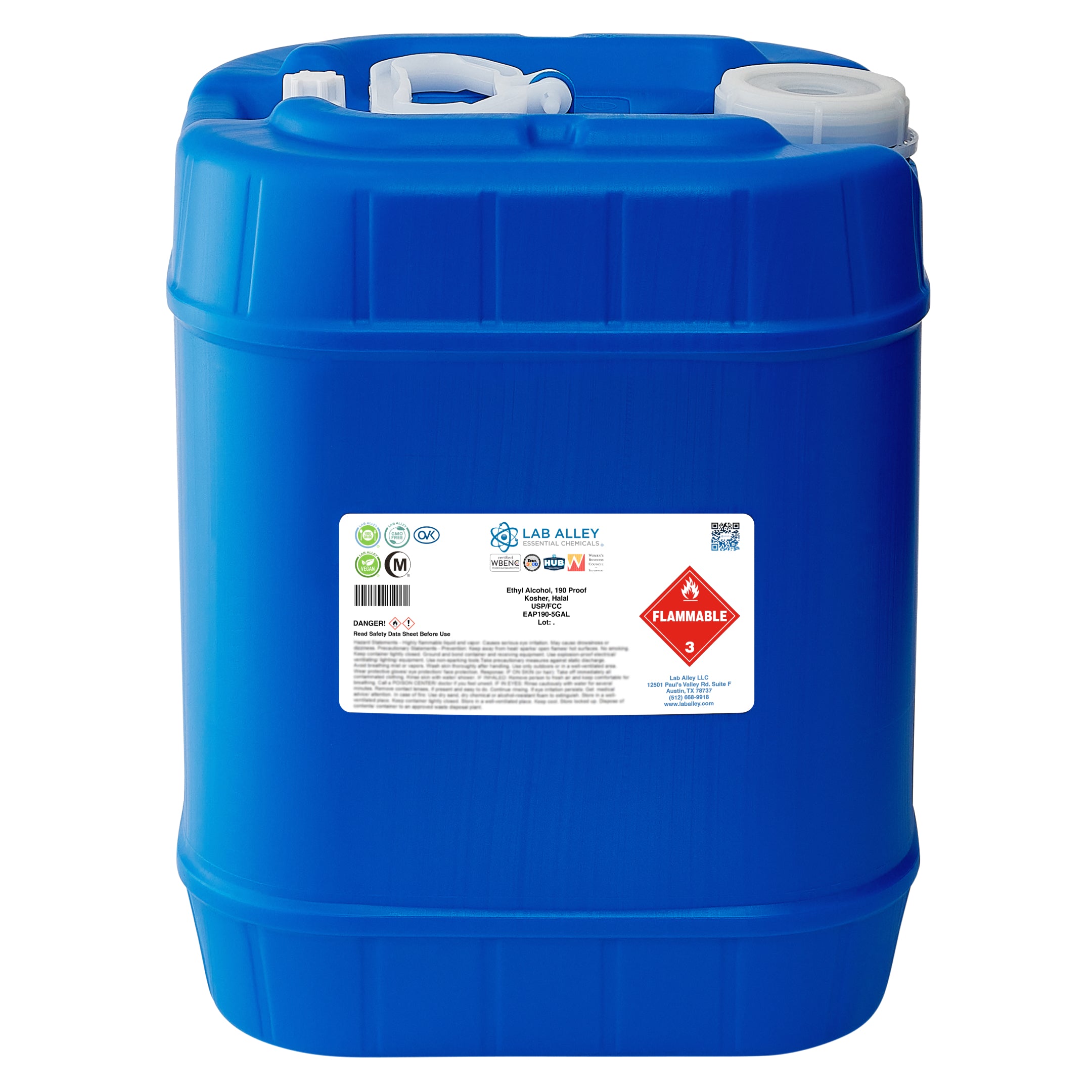 Ethanol 190 Proof (95%) Non-Denatured Alcohol, USP/FCC Food Grade, Kosher, Halal