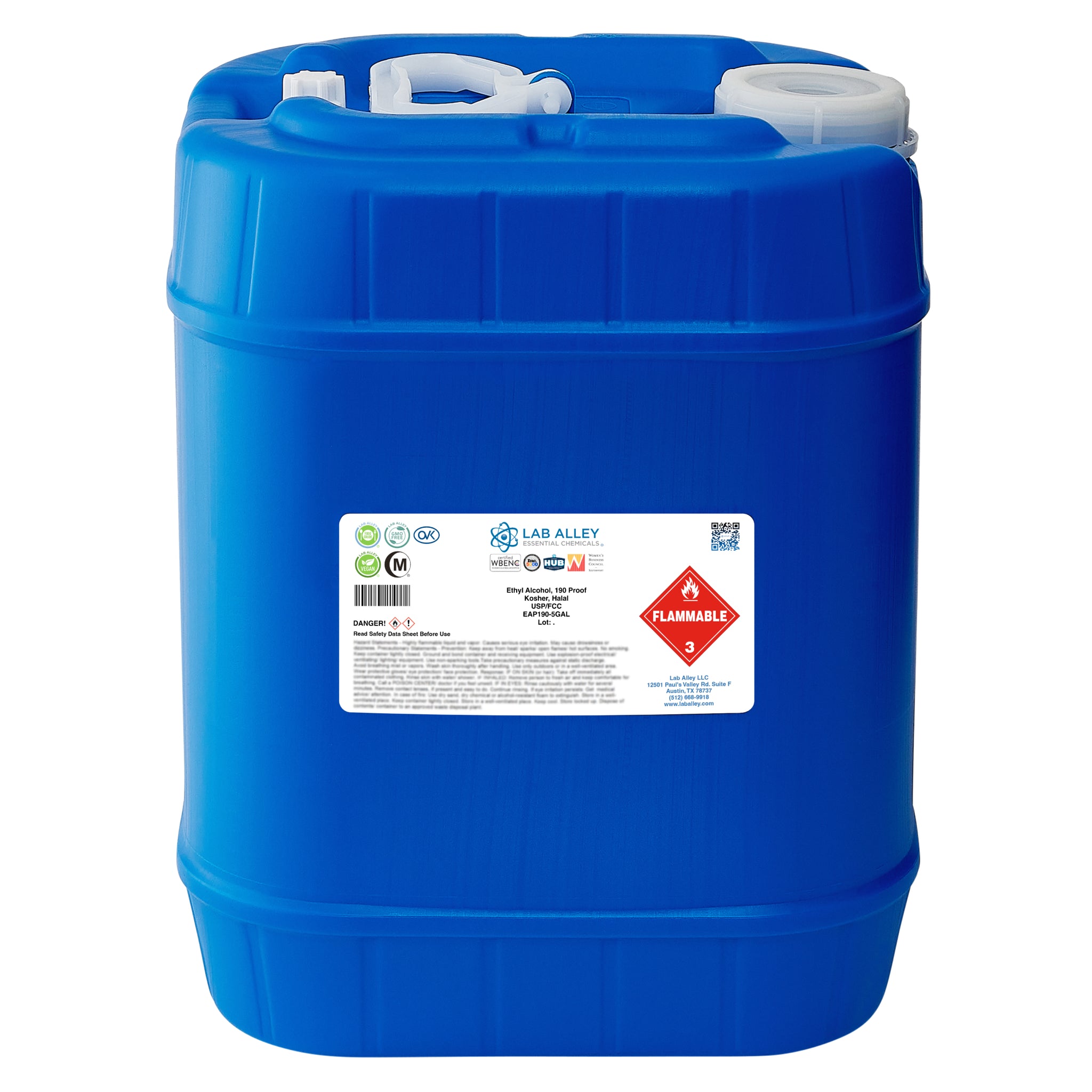 Ethanol 190 Proof (95%) Non-Denatured Alcohol, USP/FCC Food Grade, Kosher, Halal