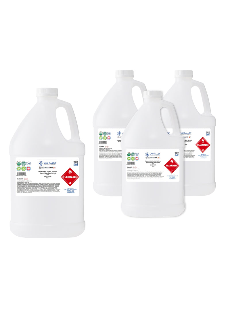 Organic Ethyl Alcohol, Sugar Cane, 190 Proof Kosher, Halal, FCC
