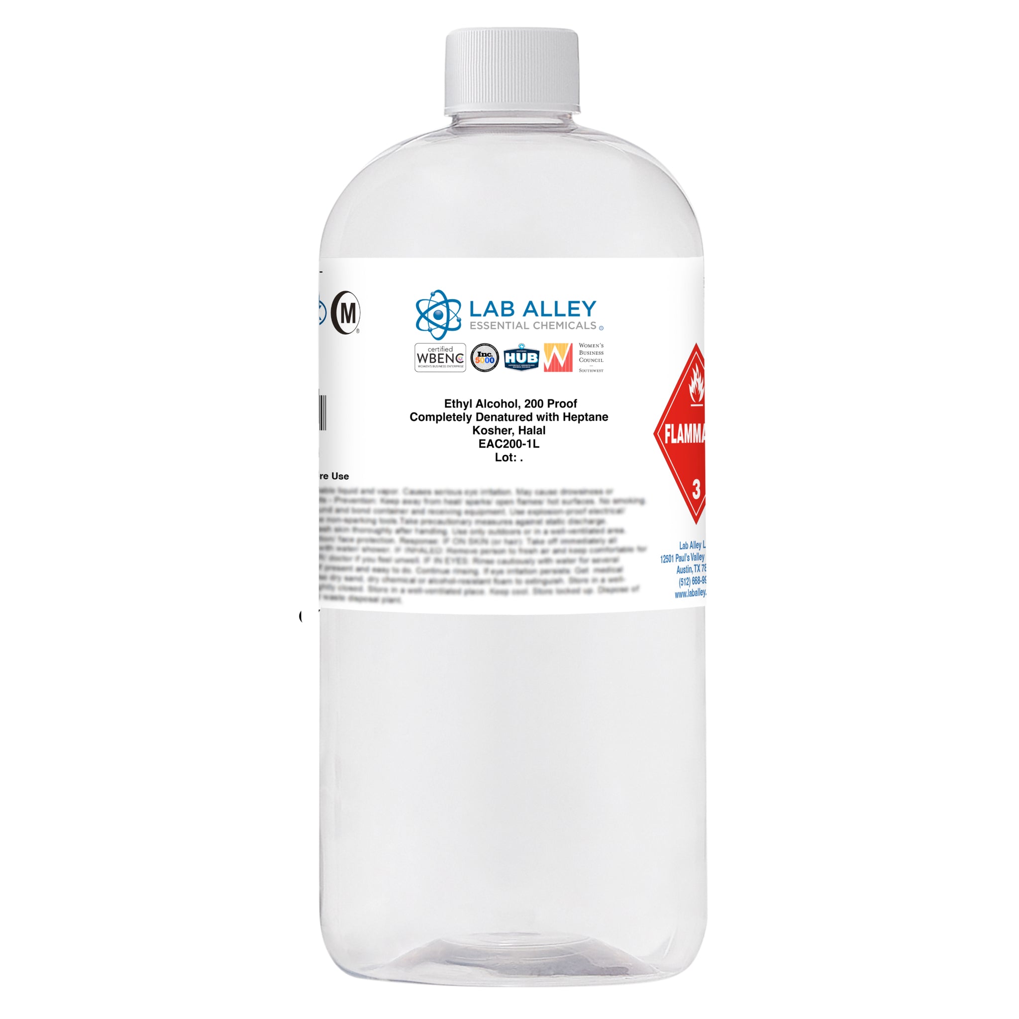 Ethanol 200 Proof (100%) Completely Denatured with Heptane, Kosher, Halal
