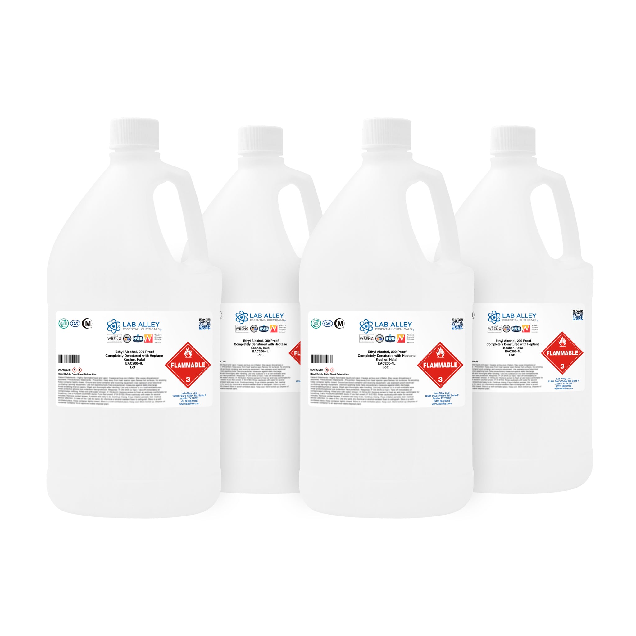 Ethanol 200 Proof (100%) Completely Denatured with Heptane, Kosher, Halal