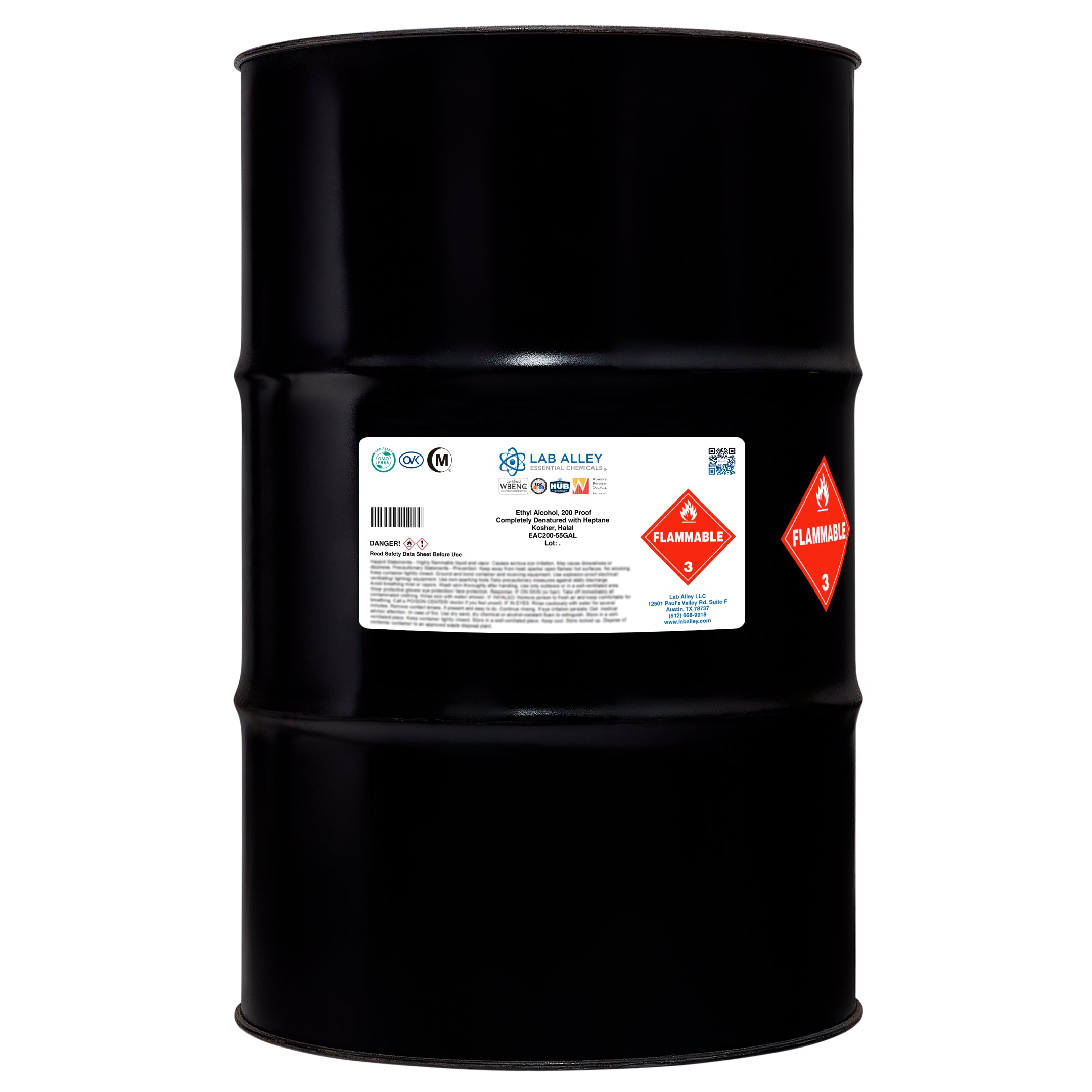 Ethanol 200 Proof (100%) Completely Denatured with Heptane, Kosher, Halal