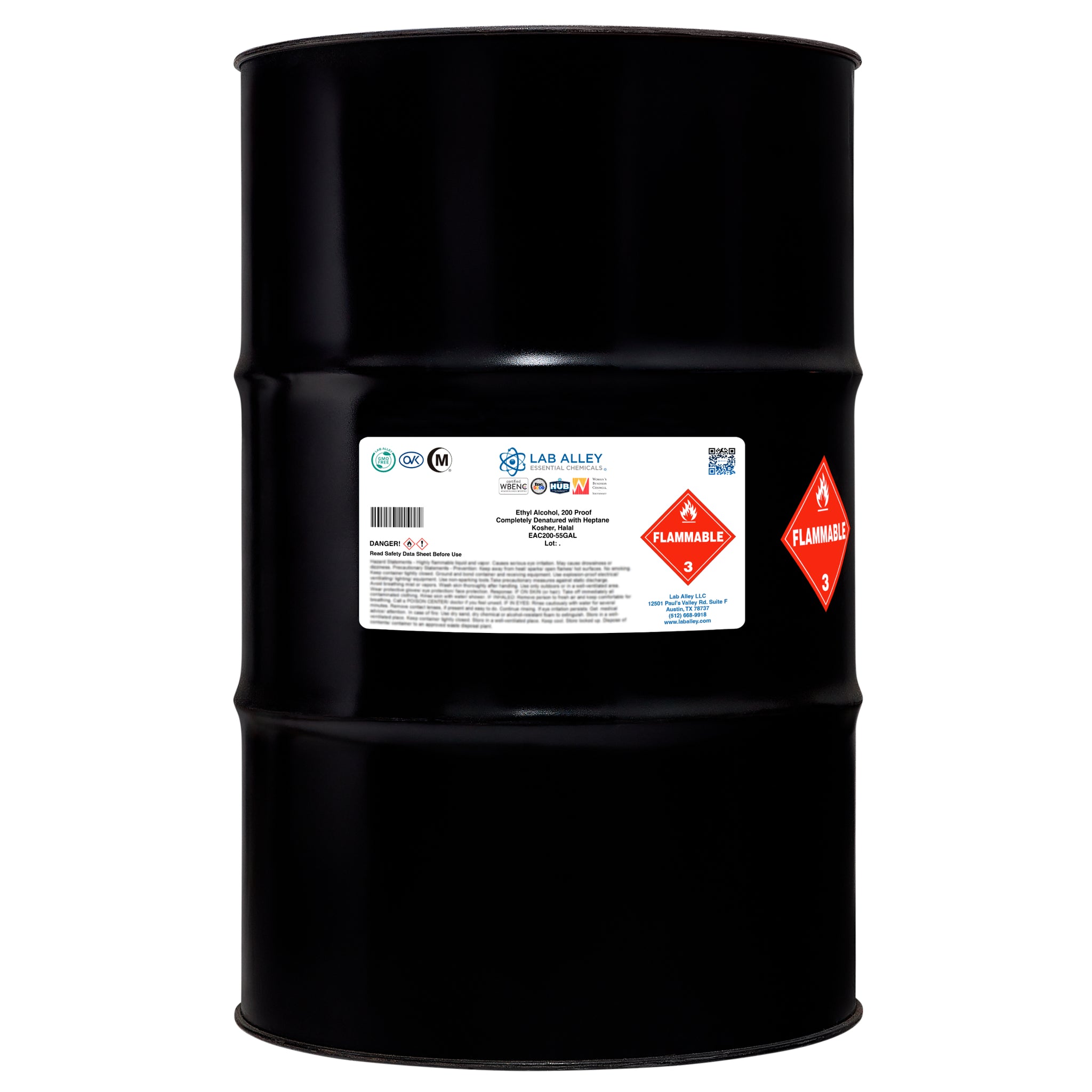 Ethanol 200 Proof (100%) Completely Denatured with Heptane, Kosher, Halal