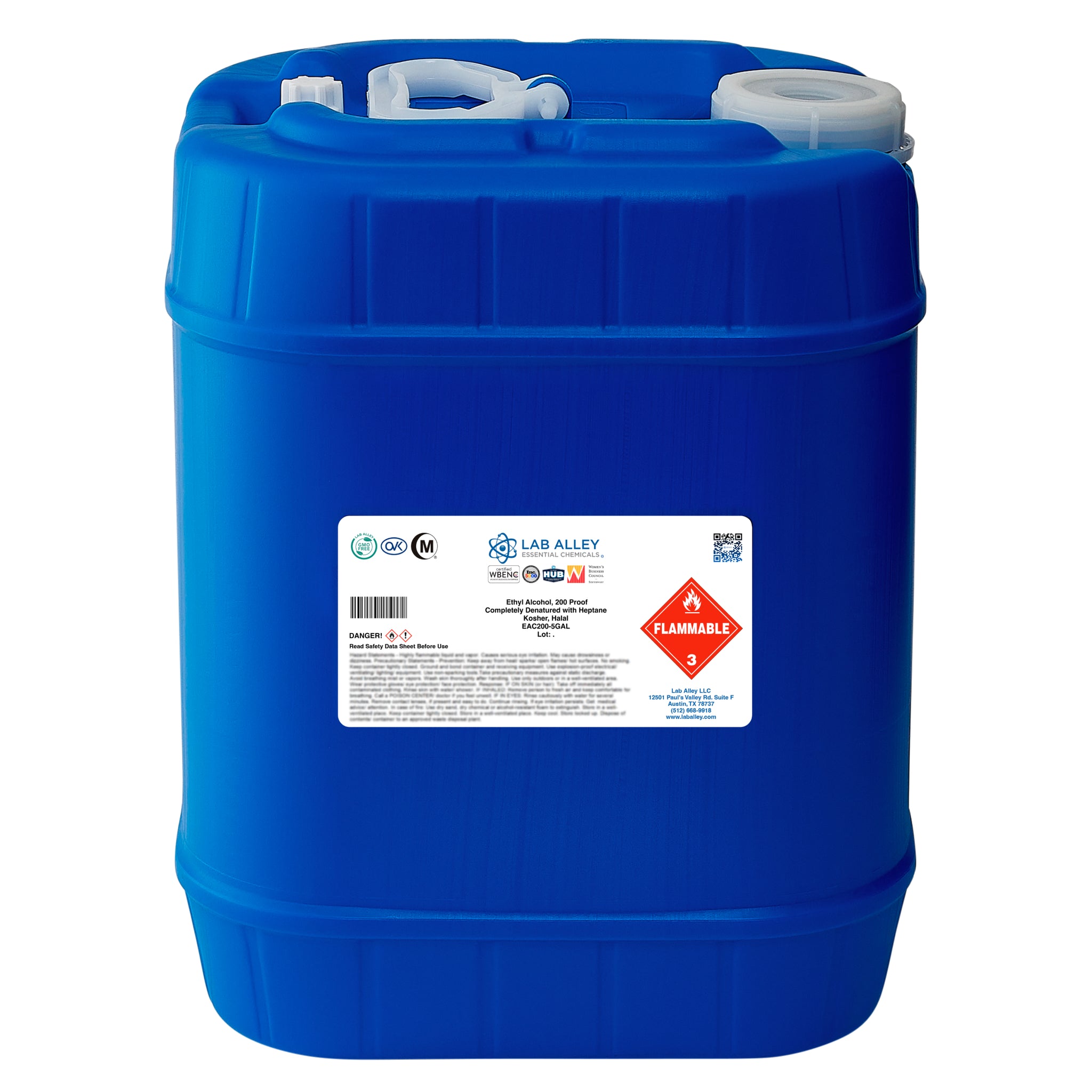 Ethanol 200 Proof (100%) Completely Denatured with Heptane, Kosher, Halal