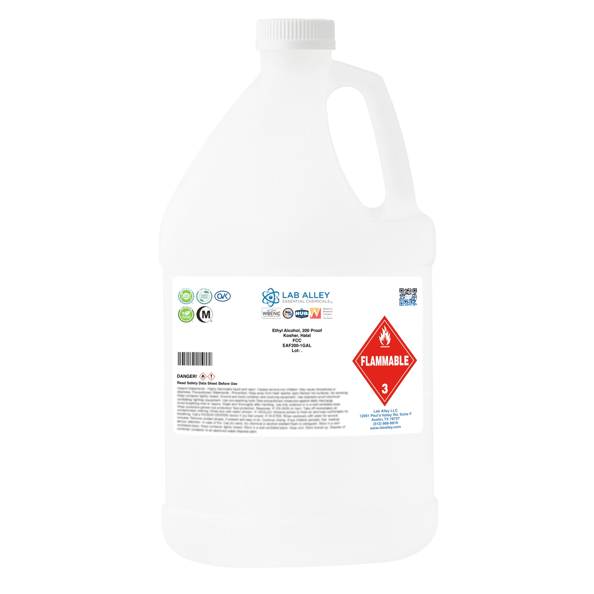 Food Grade Ethanol, 200 Proof, Kosher, Halal