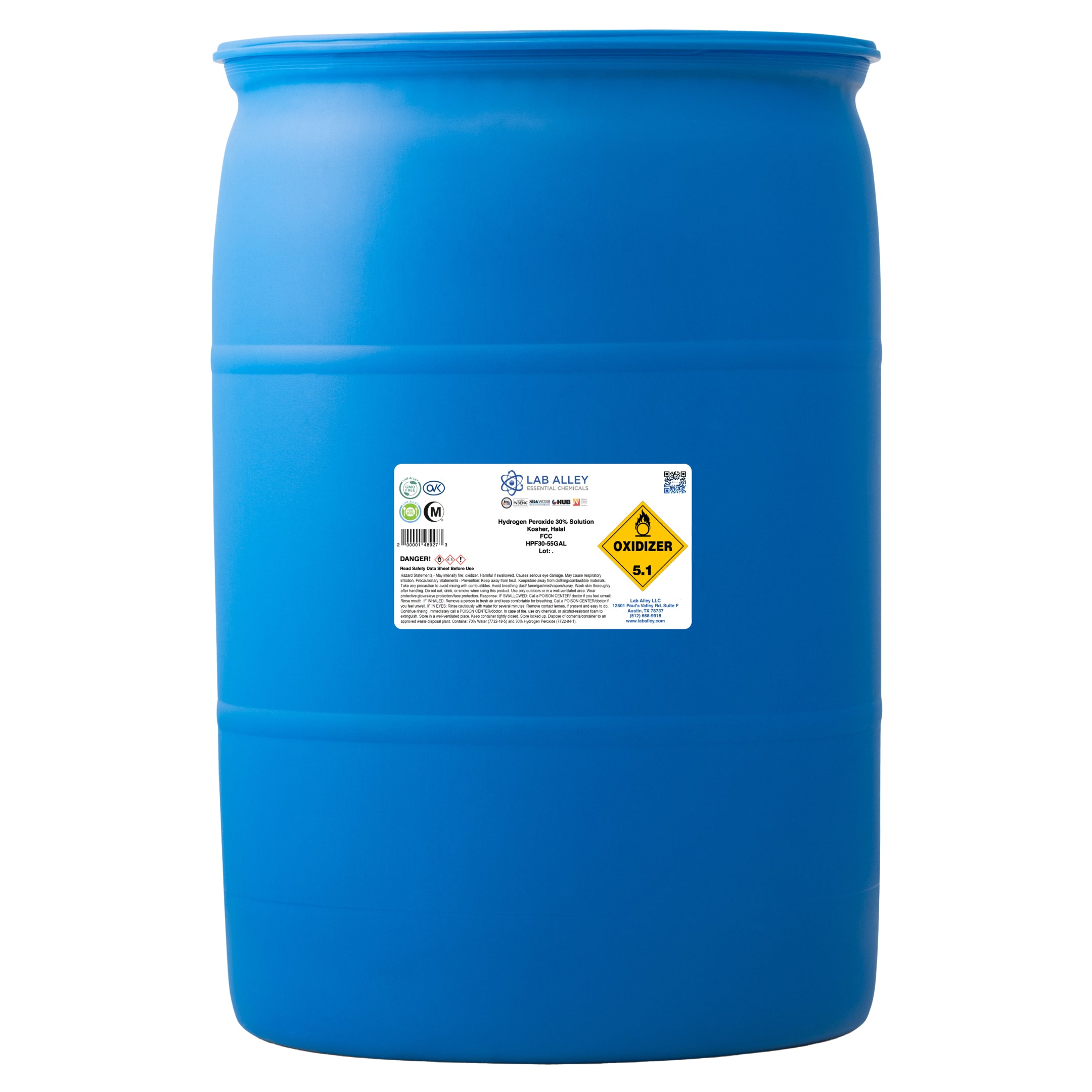 Hydrogen Peroxide 30% Solution, Food Grade, Kosher, Halal