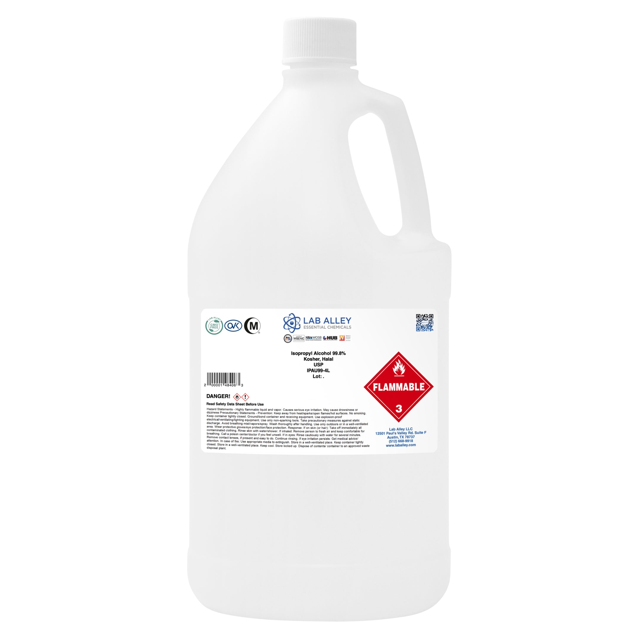 Isopropyl Alcohol 99.8% USP Grade, Kosher, Halal